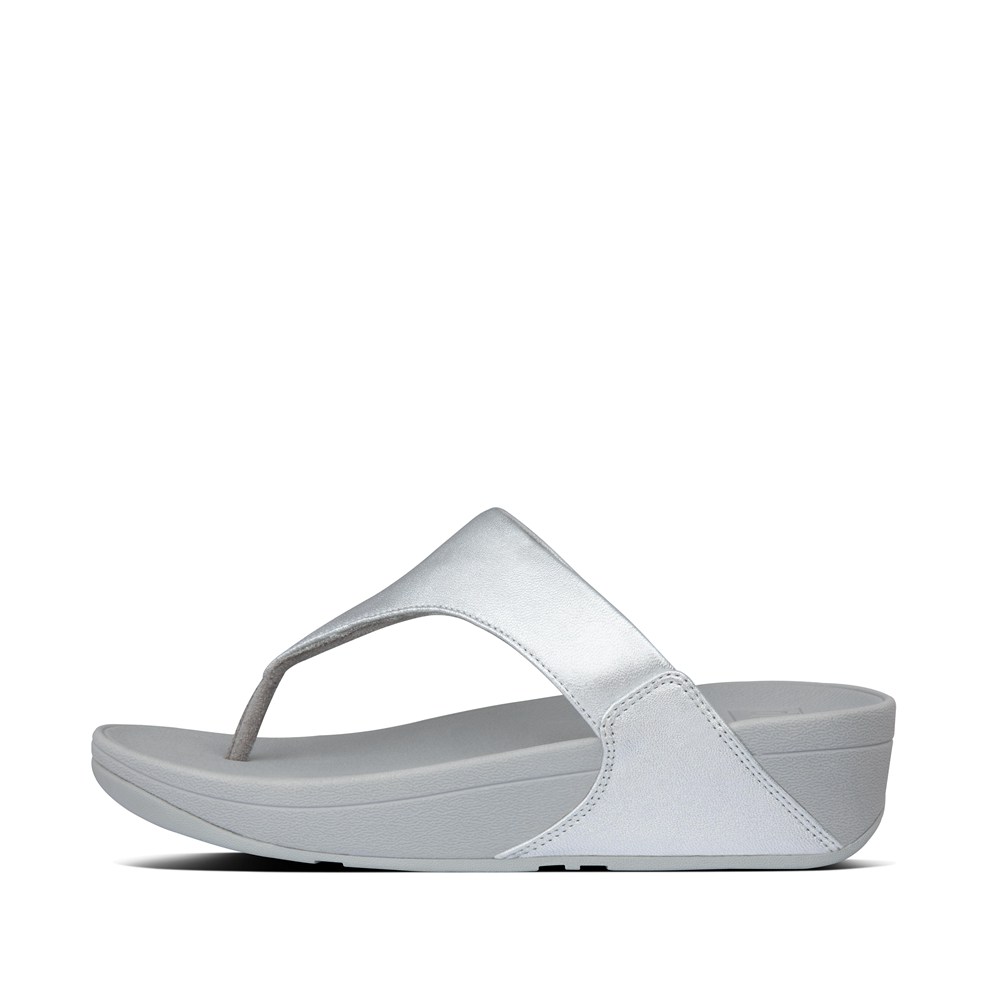 Fitflop Womens Sandals - Lulu Leather Toe-post - Silver - 140-LATZXR